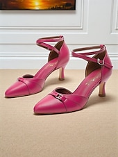 abordables Années 1950-Escarpins roses à bride cheville pour femme – Escarpins élégants à boucle et bout pointu des années 1950 pour mariages, fêtes et tenues de bureau