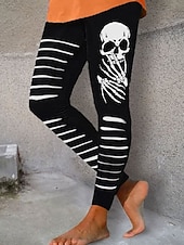 levne Halloween kalhoty-Dámské Legíny prázdniny Vinobraní Módní Plná délka Vysoký pasPantsHalloween Grafika Dýně Potisk Yumuşak Prodyšné Elastické Formální Venkovní Dovolená Bílá Vodní modrá Fialová Oranžová Léto Jaro