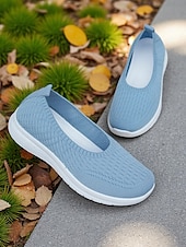 preiswerte Damen-Sneaker-Grüne Flyknit-Wanderschuhe für Damen – leichte, bequeme Slip-On-Schuhe für Spaziergänge im Freien, zum Einkaufen und zum Tragen den ganzen Tag