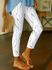abordables Art &amp; Design Impression-Femmes Leggings Vacances ancien Mode Longueur cheville Taille haute Graphique Abstrait Impression Doux Respirant Haute Élasticité Extérieur Quotidien Noir Blanche Marron Gris Claire Printemps Automne