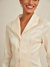 abordables Blouses Élégantes-Femmes Chemisier Hauts Élégants Hauts de soirée Élégant Travail Col en V Travail robe demoiselle d honneur Tenue d'Affaire Beige Printemps Automne Hiver