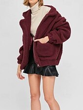 abordables Sweatshirts Flous-Femmes Sweats zippés Uni Occasionnel manche longue Col roulé Hauts Réguliers Rue Fête Sortir Fermeture éclair Avec Poches Noir Blanche Rouge Kaki Automne Hiver