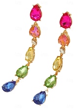 Χαμηλού Κόστους Γυναικείο Σκουλαρίκι-Γυναικεία σκουλαρίκια με κρύσταλλα σε σχήμα ουράνιου τόξου - πολύχρωμα κοσμήματα με δάκρυ για πάρτι και γιορτές