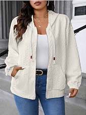 abordables veste à capuche-Femmes Veste Décontractée Confortable Respirant Avec Poches Mode Occasionnel Uni Occasionnel Tenue quotidienne Régulier À capuche Coupe régulière manche longue Vêtements d&#039;extérieur Bleu Ciel Noir
