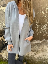 billiga hoodie jacka-Dam Hoodiejacka Bekväm Andningsfunktion Dragkedja Ficka Mode Dagligen Slät Utomhus Ledigt Dagligen Enkelknäppt Normal Huva Normal Långärmad Ytterkläder Svart Rubinrött Mörkgrå Vår Höst