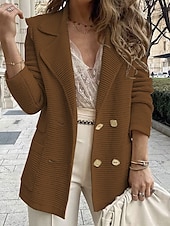 preiswerte Blazer &amp; Anzüge-Damen Blazer Bequem Atmungsaktiv Knöpfe Mode Modern Einfach Arbeit Täglich Regulär Umlegekragen Normale Passform Langarm Oberbekleidung Schwarz Weiß Rosa Frühling Herbst