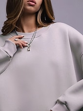 levne Jednoduché mikiny-Dámské Svetrová mikina Mikiny Bez vzoru Šik ven Na běžné nošení Dlouhý rukáv Tričkový Běžné topy ulice Dovolená Jdeme ven Bílá Světlá růžová Světle šedá Podzim Zima