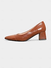 preiswerte Block Heels-Marineblaue Pumps aus Lackleder mit Blockabsatz für Damen – elegante Schuhe mit Krokodilprägung und spitzer Spitze fürs Büro, Partys und formelle Anlässe