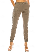 cheap Women&#039;s Cargo Pants-Women&#039;s Cargo Pants Slacks Streetwear Casual Full Length Natural Plain Pocket Soft Holiday Weekend Dark Yellow claret Forest Green Camel Fall Regular Fit
