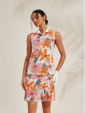 Недорогие Женская одежда для гольфа-Жен. Футболка-поло Желтый + голубой Серебро + оранжевый Без рукавов Женская одежда для гольфа Одежда Одежда Одежда