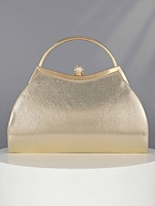 abordables Pochettes et sacs à main de soirée-Pochette de soirée pailletée pour femme – Sac à main doré scintillant avec bandoulière chaîne, élégant sac de soirée pour mariages, bals et cocktails