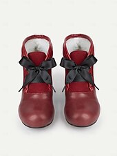 abordables Années 1950-Bottines bordeaux d&#039;inspiration victorienne des années 1900 pour femmes – bottines à talons à lacets en similicuir avec nœud en ruban pour un usage quotidien et des tenues vintage