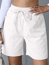 ieftine Pantaloni scurti-Pentru femei chinez Pantaloni Scurți De Bază Casual Scurt Talie Înaltă Simplu Buzunar Curea elastică Confortabil Απαλό Comfortabil Strech În aer liber Stradă Caisă Alb Roz Îmbujorat Albastru piscină