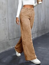 economico gamba larga e vita alta-Per donna Gamba larga Pantaloni Eleganti Streetwear Casual Lunghezza intera Naturale Semplice Elastico in vita Confortevole Ferie Uscire Weekend Grigio Nero Bianco Cachi Autunno Vestibilità regolare