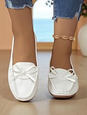 preiswerte Ballerinas für Damen-Damen-Mokassins mit goldfarbener Metallic-Schleife – bequeme Slipper, lässige und elegante flache Schuhe für Damen, perfekt für Partys, Reisen und den Alltag