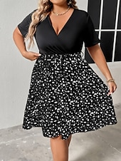 ieftine Rochii-Pentru femei Mărime Plus Rochie casual Leopard În V Manșon scurt Primăvară Toamnă Elegant Modă Modern Casual Rochie mini Zilnic Concediu Rochie