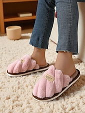 abordables Claquettes et tongs femme-Chaussons en fausse fourrure pour femme – chaussures d&#039;intérieur ultra douces pour le confort hivernal, la détente dans la chambre et la lecture détendue