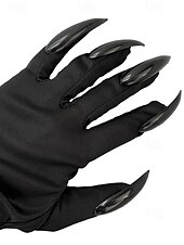 preiswerte Halloween-Zubehör-Lange Halloween-Krallenhandschuhe für Damen – Kunstnageldesign, dehnbares Polyester, gruseliges Cosplay-Kostümzubehör für Partys und Veranstaltungen