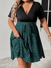 ieftine Rochii-Pentru femei Mărime Plus Rochie casual Leopard În V Manșon scurt Primăvară Toamnă Elegant Modă Modern Casual Rochie mini Zilnic Concediu Rochie