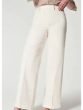 abordables jambe large et taille haute-Femmes Jambe large Slacks Occasionnel Doux Longueur mollet Naturel Uni in in france they say Pontalon wide leg Confortable Rue Week-end Noir Blanche Bleu Printemps Automne Coupe Ample