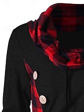 ieftine Rochie cu dungi și geometrică-Rochie cu glugă pentru femei rochie midi rochie tip shift casual vacanță ieșire regular fit tartan mânecă lungă guler înalt negru gri primăvară toamnă iarnă
