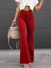 economico Pantaloni a zampa da donna-Per donna Pantaloni a Zampa Chinos Moda Streetwear Lunghezza intera Vita Alta Semplice Taglio alto Comodità All&#039;aperto Micro-elastico Ufficio Streetwear Quotidiano Nero Vino Arancione Blu scuro