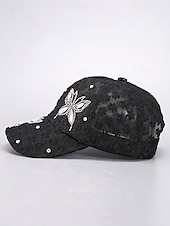 olcso Női kalapok-női légáteresztő, hálós, virágmintás, strasszos baseballsapka - elegáns pillangós dizájn, ideális divatos szabadidős tevékenységekhez, szabadtéri tevékenységekhez és bulikhoz
