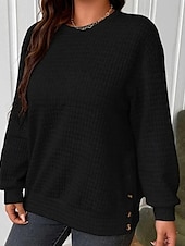 billige Kvinne Enkle Topper-Dame Pullover عادي Gatemote Fritid Behagelig Langermet Crew-hals Vanlige topper Gate Ferie Ut på byen Svart Grå Høst