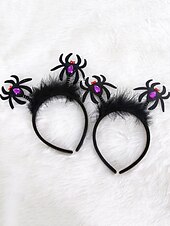 お買い得  ハロウィンアクセサリー-レディースハロウィンスパイダーヘッドバンド - かわいいグリッターブラックスパイダーデザインと紫の宝石、コスチュームパーティー、コスプレ、お祝いのお祝いに最適な柔らかい伸縮性のあるヘアアクセサリー