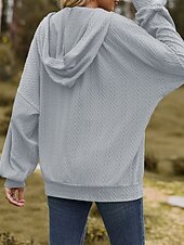 billige Teksturert hettegensere og sweatshirt-Dame Hettegensere med glidelås عادي Gatemote Fritid Langermet Med hette Vanlige topper Gate Ferie Ut på byen Glidelås Lomme Lys Rosa Svart Vin Navyblå Blå Høst Vinter