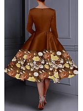  Linea ad A Lunghezza al pavimento Lunghezza Tè Perline ricamate Abito Formale Abito da madre della sposa Abiti da Cocktail Abito da Sera Abiti da festa Elegante Setoso Manica 3/4 Girocollo Matrimonio