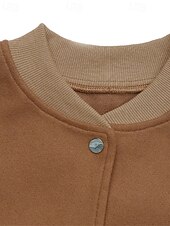 billiga Trenchcoats-Dam Vardaglig jacka Varsity jacka Bekväm Andningsfunktion Ficka Knappar Mode Modern Ledigt Färgblock Utekväll Helgen Enkelknäppt Normal Hög krage Normal Långärmad Ytterkläder Brun Höst Vinter
