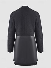 preiswerte Wintermäntel-Damen Kunstlederjacke Winterjacke Warm Bequem Tasche Knöpfe Mode Modern Lässig Einfach Ausgehen Wochenende Einreihig Regulär Steigendes Revers Normale Passform Langarm Oberbekleidung Schwarz Winter