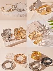 levne Dámský náramek-Dámská párty sada náramků - stylové pozlacené a postříbřené manžetové a řetízkové náramky, módní šperk pro ženy, ideální na koktejlové a večerní večírky