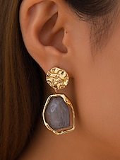 olcso Női fülbevaló-női szabálytalan alakú, gyantás csepp alakú fülbevalók – texturált aranyötvözetből készült, mutatós ékszerek partikra, esküvőkre és hétköznapi, sikkes viseletre