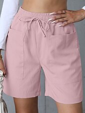 ieftine Pantaloni scurti-Pentru femei chinez Pantaloni Scurți De Bază Casual Scurt Talie Înaltă Simplu Buzunar Curea elastică Confortabil Απαλό Comfortabil Strech În aer liber Stradă Caisă Alb Roz Îmbujorat Albastru piscină
