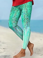 billige Kunst og design trykk-Dame Leggings Ferie Årgang Mote Ankel-lengde Høy Midje Grafisk Abstrakt Printer Myk Pustende Mikroelastisk Formell utendørs Feriereise Rødstrupe-egg Blå Rød Grønn Ametyst Sommer Vår Høst Vinter Slank