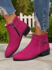 ieftine Botine-Pentru femei Cizme Zilnic Ghete Botine Cataramă Toc Jos Vârf ascuțit Clasic Casual minimalism Piele de Căprioară Imitație Fermoar Leopard Negru Muștar