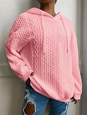 abordables Hauts Simples-Femmes Sweat à capuche Uni Occasionnel manche longue À capuche Hauts Réguliers Rue Tenue Quotidienne Noir Blanche Rose Claire Rouge Bleu Automne Hiver