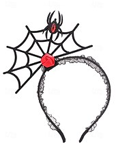 abordables Accessoires d&#039;Halloween-Serre-tête d&#039;Halloween en toile d&#039;araignée pour femme – Dentelle noire gothique avec motif rose rouge et araignée, polyester léger et plastique, parfait pour les fêtes costumées et le cosplay