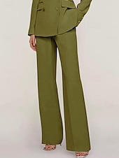cheap Mom&#039;s Pant Suits-Pants Mother of the Bride Elegant Floor Length Ankle Length Solid Color