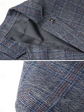 お買い得  男性用エリートアウターウェア-男性用 ブレザージャケット 学校 ワーク オフィス / キャリア エレガント 日常 春 秋 ポリエステル 格子柄 クラシック ノーアイロン シングルブレスト 二つボタン ブレザー イエロー グレー