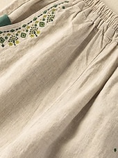 abordables Pantalón liso de lino y algodón-Mujer Pantalones de lino y algodón Chinos Moda Básico Longitud total Alta cintura Floral Bordado Comodidad Al Aire Libre Microelástico Vacaciones Calle Diario Blanco Amarillo Albaricoque Café Verano