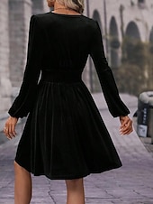 ieftine Rochie simplă-Pentru femei Rochie Mini Rochie casual Rochie de iarnă Modă Modern Zilnic Sfârșit de săptămână Fit regulat Simplu Manșon Lung În V Negru Roșu-aprins Trifoi Vară