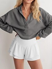 baratos Moletons e Sweatshirts Texturizados-Mulheres Pulôver Moletom Com Capuz Tecido Roupa de rua Casual Manga Longa Com Capuz Tops regulares Rua Feriado Fúcsia Cinzento Claro Cinzento Outono Inverno
