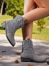 abordables Cowboy et bottes occidentales-Bottes mi-mollet western couleur café pour femmes avec boutons décoratifs – design élégant inspiré de la ferme pour les festivals de récolte et les vêtements d&#039;extérieur décontractés