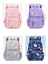 abordables Kids &amp; Teen Backpacks-Kids Galaxy Print Backpack with Bunny Charm, Waterproof Large Capacity School Bag for Elementary Students and Daily Use