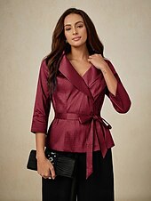 preiswerte Hosenanzüge für Mama-Zweiteilig Brautmutterkleid Elegant V Ausschnitt Knöchellänge Taft Dreiviertelarm mit Schärpe / Band Schleife(n) 2025