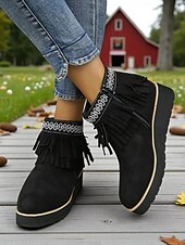 abordables Bottines-Femmes Bottes Quotidien Broderie Bottines Gland Broderie Compensé Bout Rond Vacances ancien Occasionnel Faux daim Fermeture éclair Noir Bleu Marron