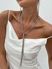 levne Dámský náhrdelník-Dámský pozlacený střapcový náhrdelník - elegantní vrstvený řetízkový choker s dlouhými třásněmi, výrazný šperk na večírky, do nočních klubů a večerní akce